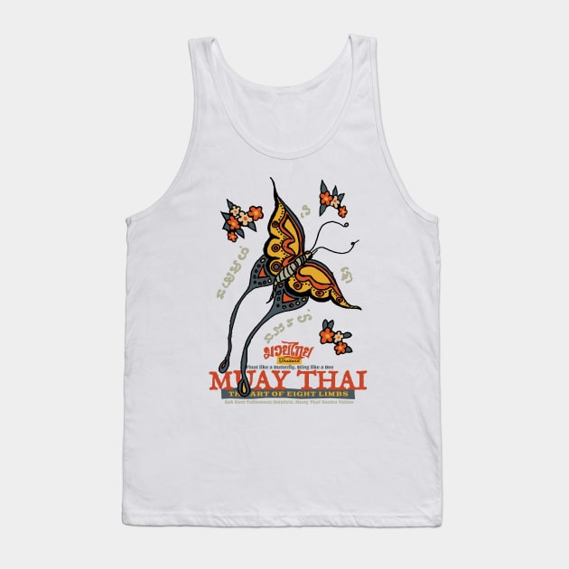 Muay Thai Sak Yant Butterfly Tattoo Tank Top by KewaleeTee